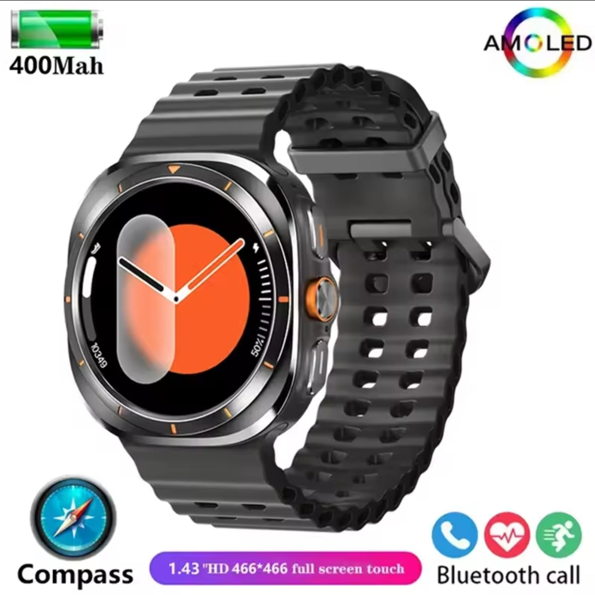 New Compass NFC GPS Track Bluetooth Call Smart Watch