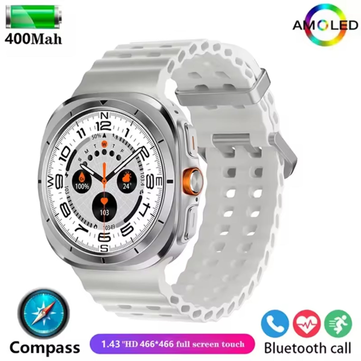 New Compass NFC GPS Track Bluetooth Call Smart Watch