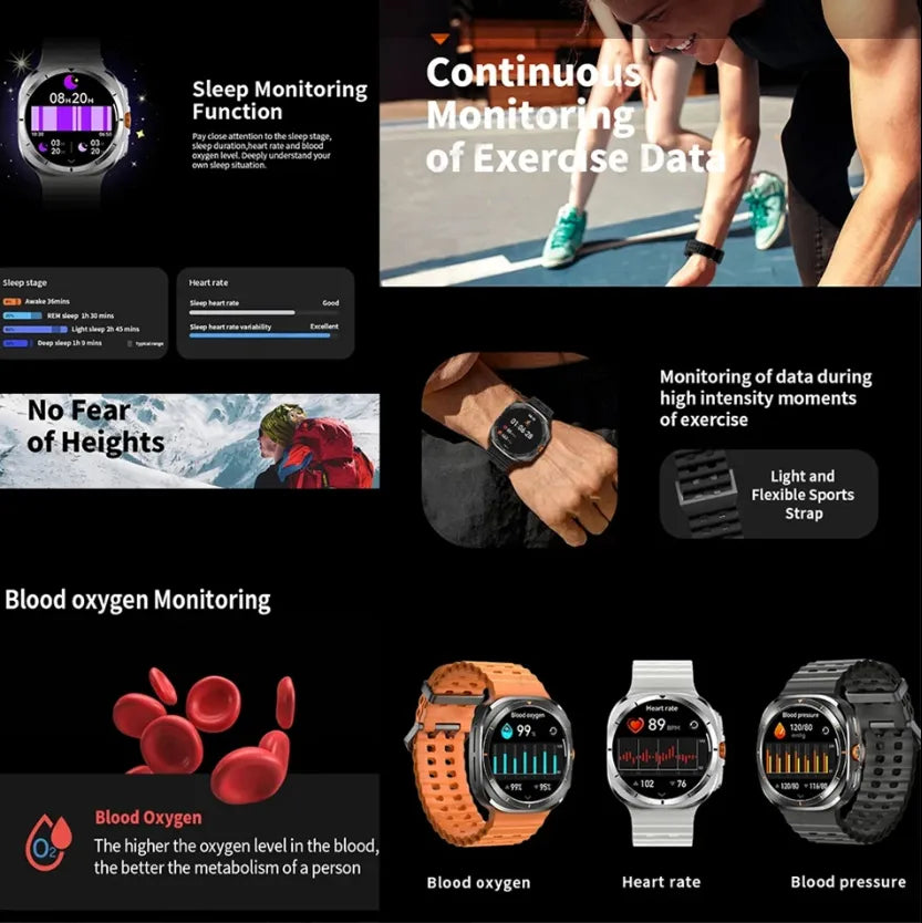 New Compass NFC GPS Track Bluetooth Call Smart Watch